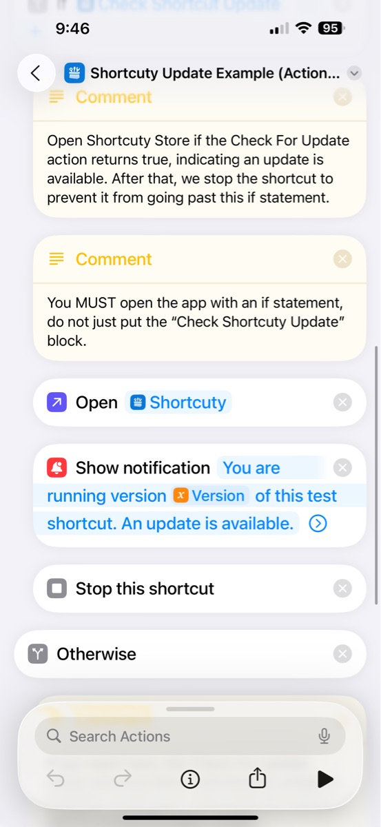 Shortcuty Update Example (Action Based) - Screenshot 3