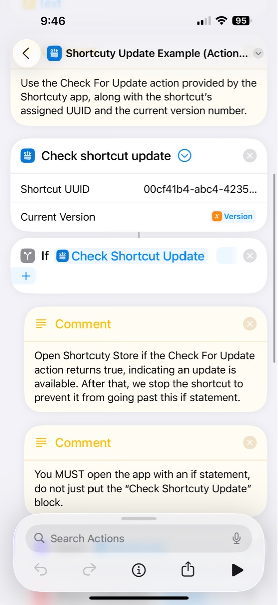 Shortcuty Update Example (Action Based) - Screenshot 2