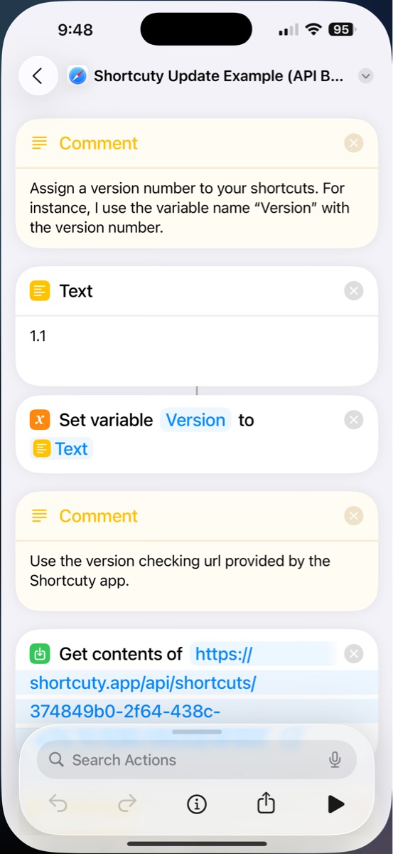 Shortcuty Update Example (API Based) - Screenshot 1