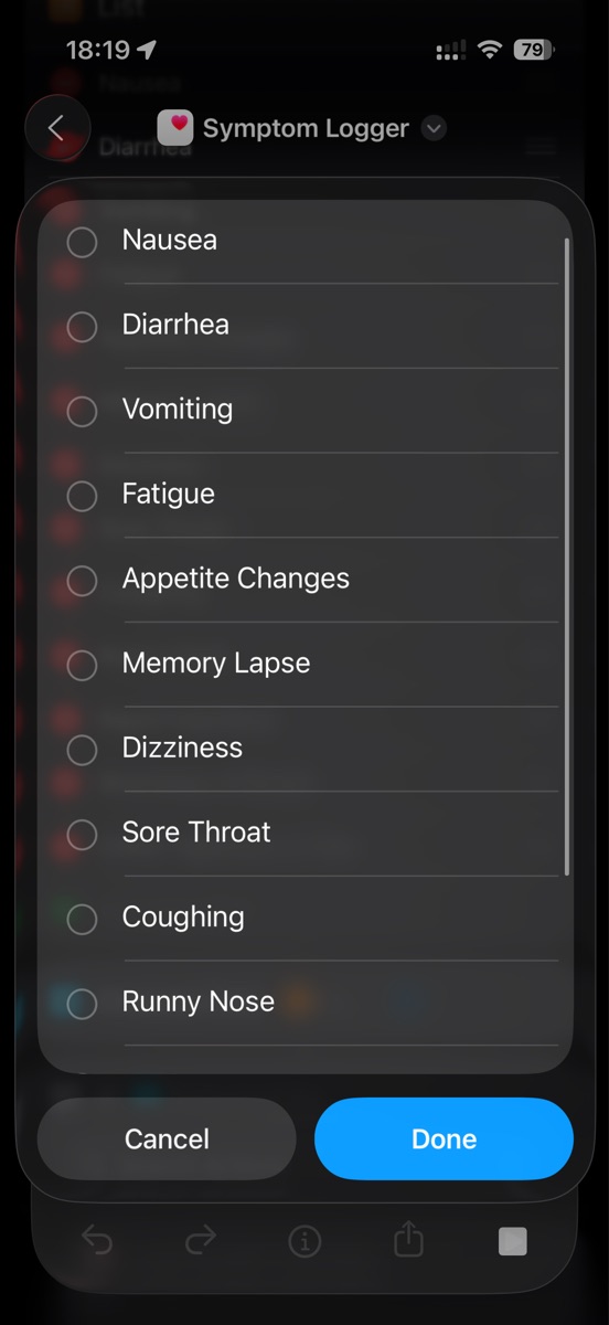 Symptom Logger - Screenshot 1