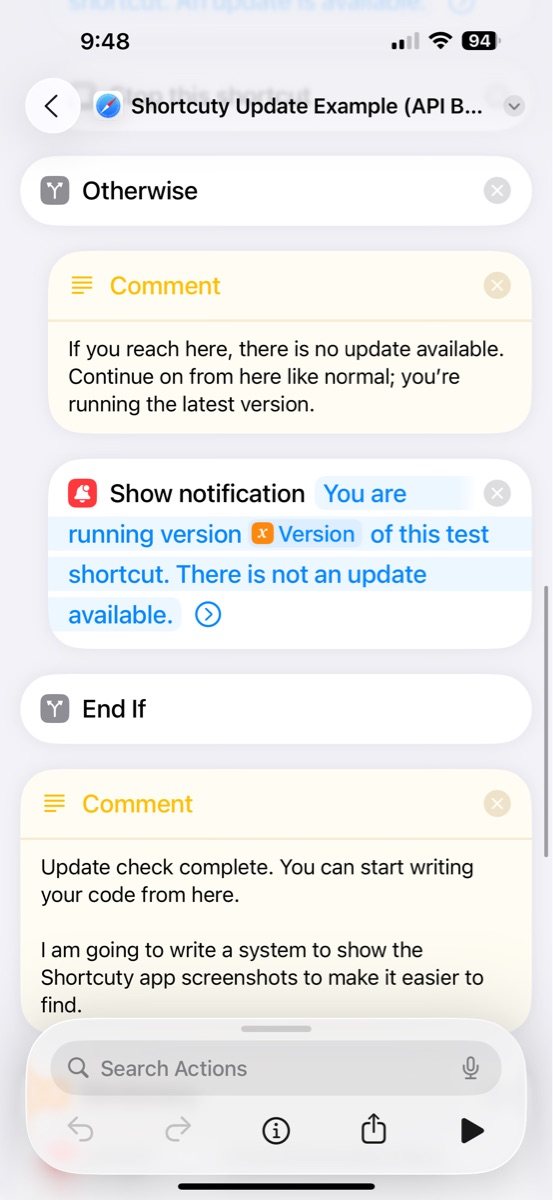 Shortcuty Update Example (API Based) - Screenshot 4