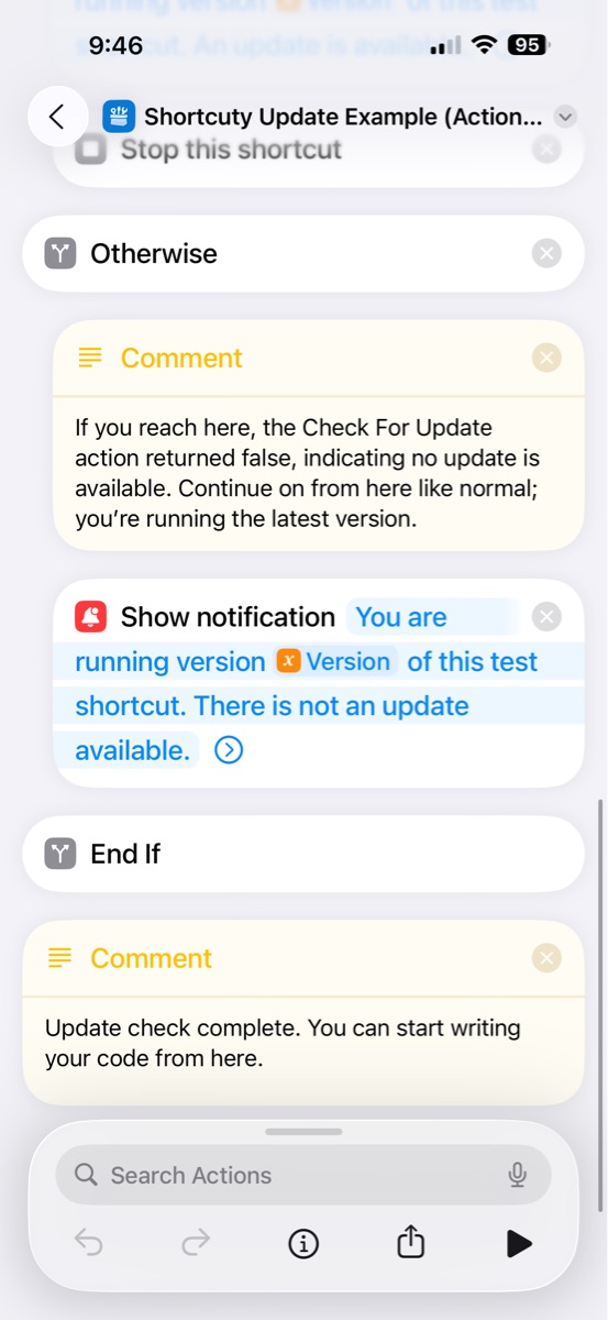 Shortcuty Update Example (Action Based) - Screenshot 4