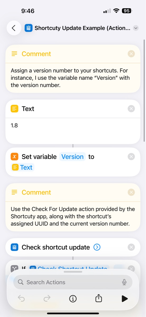 Shortcuty Update Example (Action Based) - Screenshot 1