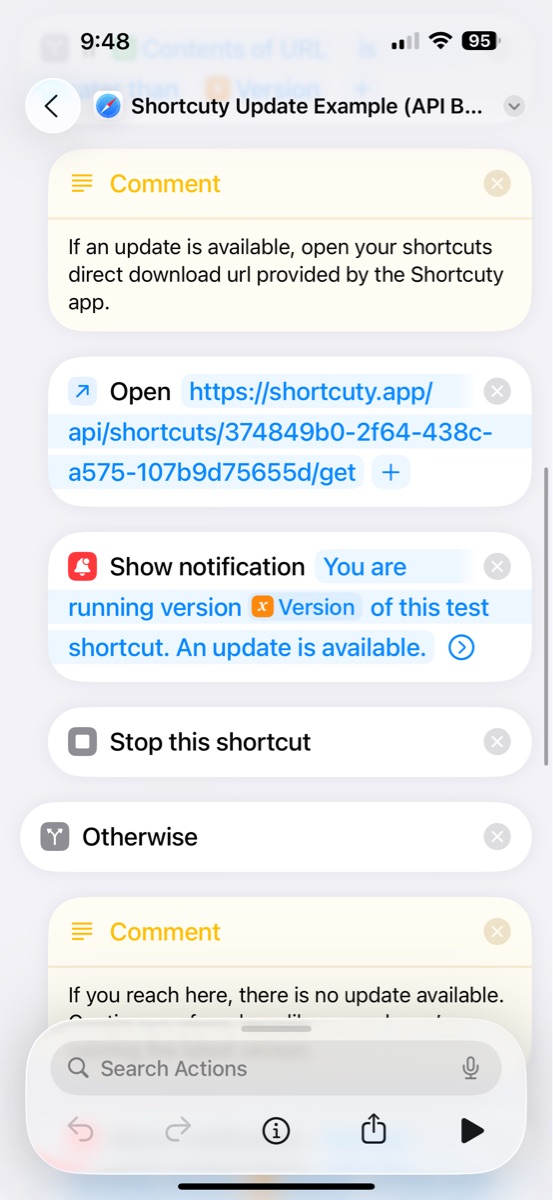 Shortcuty Update Example (API Based) - Screenshot 3