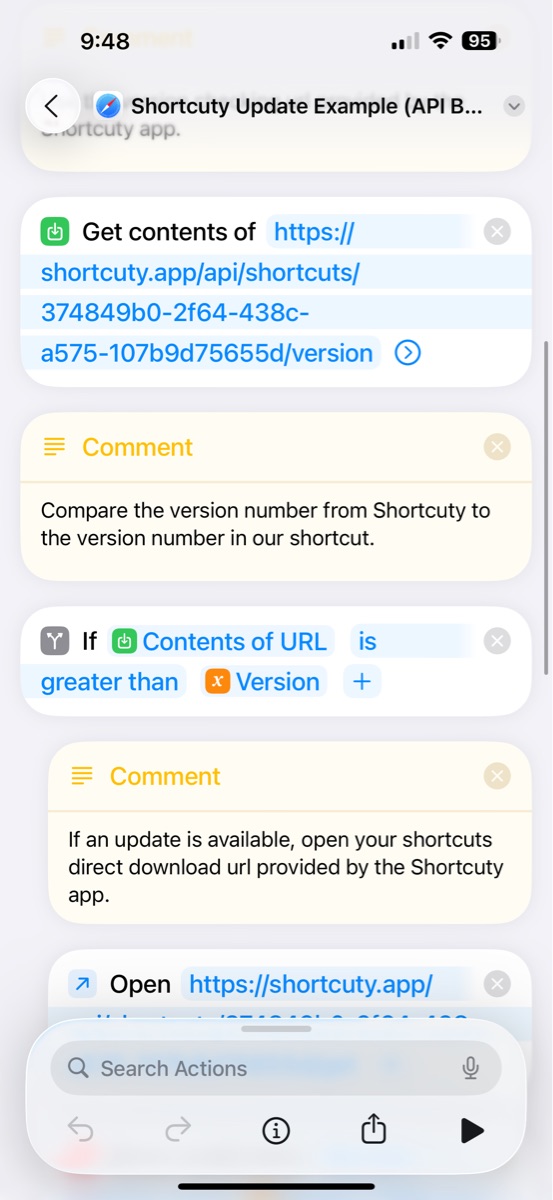 Shortcuty Update Example (API Based) - Screenshot 2