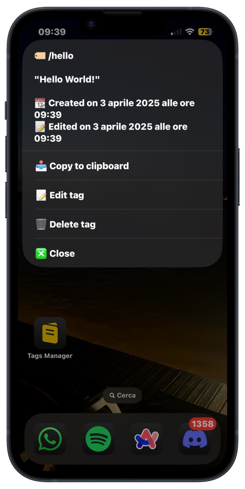 Tags Manager - Screenshot 2