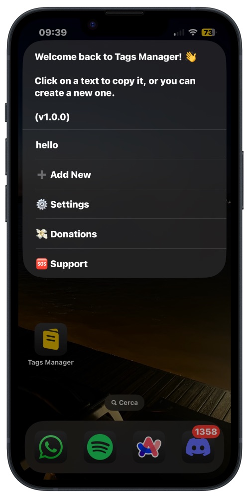 Tags Manager - Screenshot 1