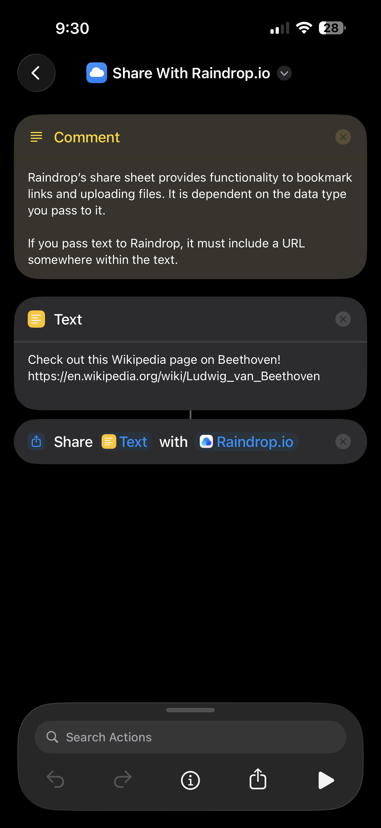 Share With Raindrop.io Template - Screenshot 2