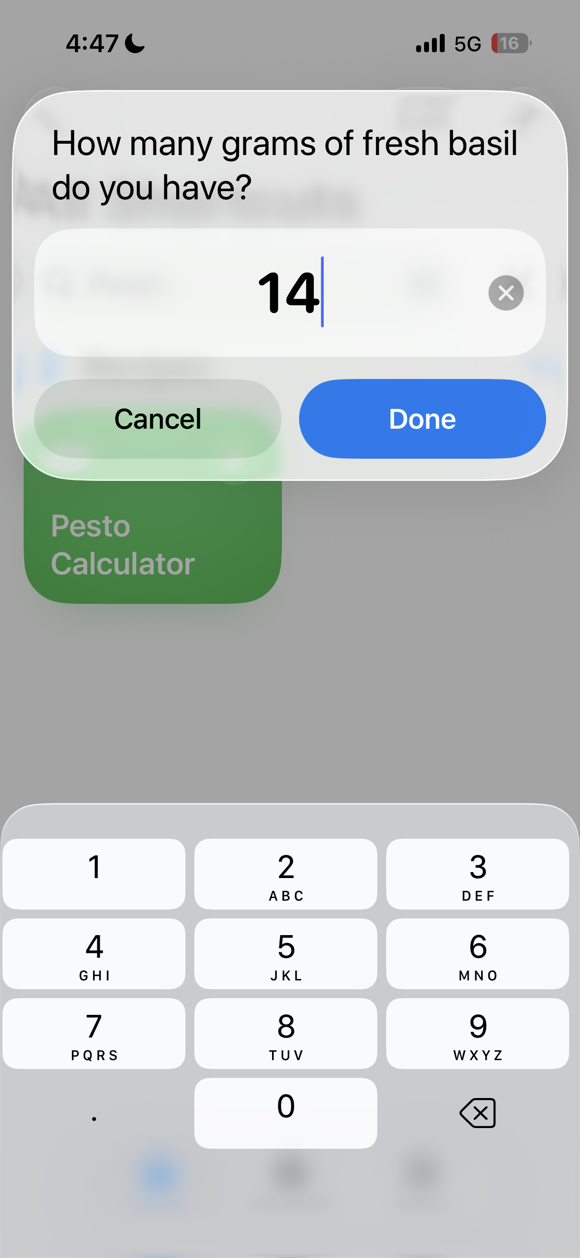 Pesto Calculator - Screenshot 2